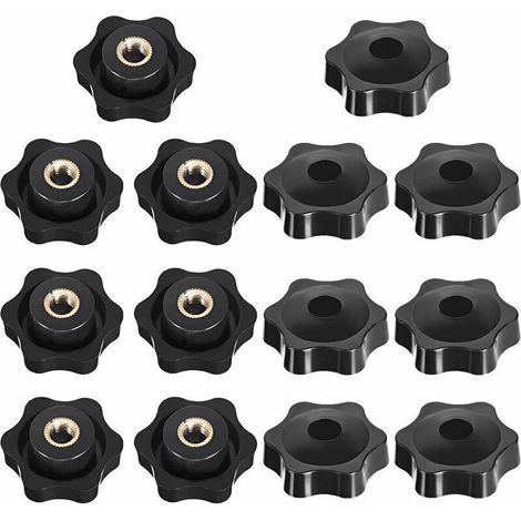 Vente chaude-Bouton de Serrage Tête étoile, Étoile Tête Écrous De Serrage Bouton, Serrage Écrous Poignée Forme Étoile, Bouton De Serrage De Filetage, pour Machine-outil, Noire, M6, 14 Pièces,de DEBUNS (1/5)