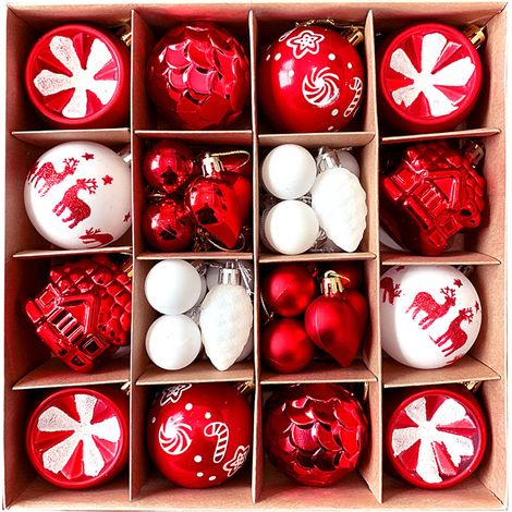 cm große Weihnachtskugel, bemalter, verzinkter Kunststoff, Baumschmuck-Set für die festliche Innendekoration (1/5)