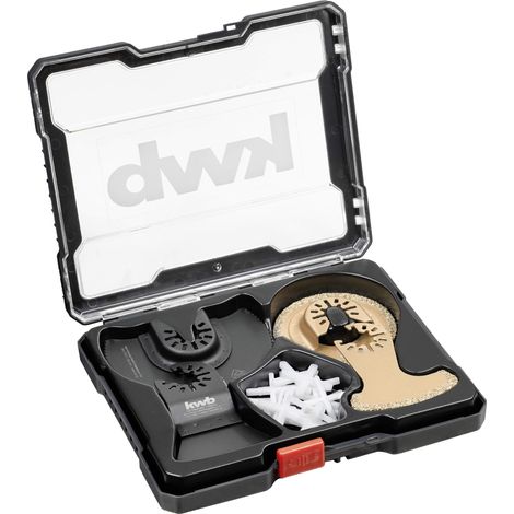 Accessoires Multitool en kit de 22 pièces, lame de scie Ø 87 mm, forme de doigt, râpe à joints semi-circulaire saupoudrée de carbure, grattoir dur, 52 mm de large (1/5)