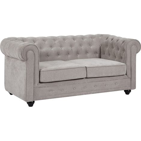 Divano 2 posti in tessuto grigio CHESTERFIELD