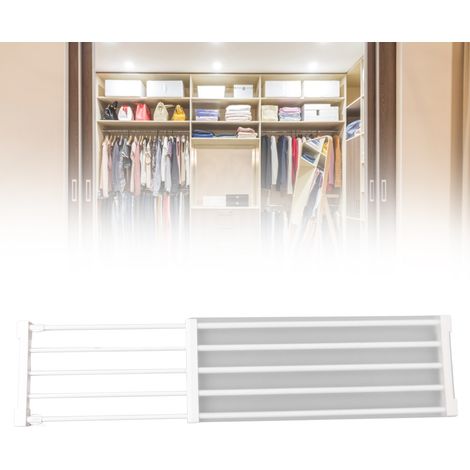 Étagère à tension pour placard, barre extensible sans outils, rack de rangement intérieur ajustable (75-120cm), pour vêtements et accessoires. (1/5)