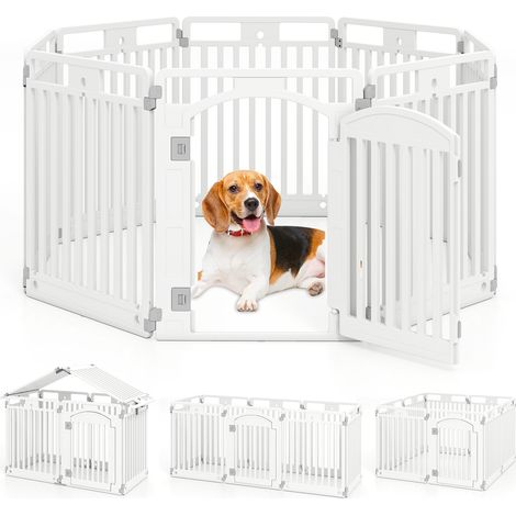 Parc pour Chien Exterieur Interieur à 8 Panneaux en HDPE, Barriere de Securite Chien Pliable, pour Taille Moyens & Petits, 192L x 65l x 80H (1/5)