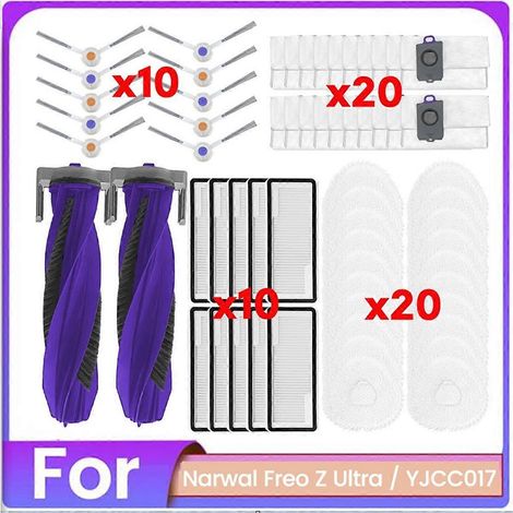 62-teiliges Set inklusive Bürste, Filter, Staubbeutel und Reinigungstuch für den Narwal Freo Z Ultra Staubsauger YJCC017