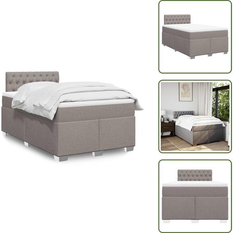 vidaXL Sommier à lattes de lit avec matelas taupe 120x190 cm tissu