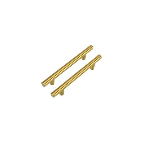 2 piezas, tirador de puerta de armario de cocina de aluminio cepillado, botón en T de acero inoxidable, espaciado entre orificios de 128 mm - Crezuo (1/4)