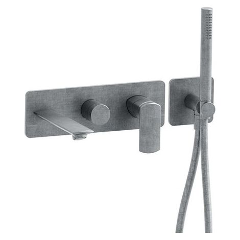 Bain Douche Mural Profilo Encastre 2 Sorties Metal Brosse Robinetterie PROFILO - CRISTINA ONDYNA PF10277 (1/2)
