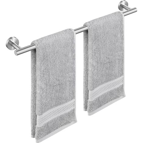 Porte-serviettes mural pour salle de bain, barre porte-serviettes en acier inoxydable de 60 cm, couleur argent (1/5)