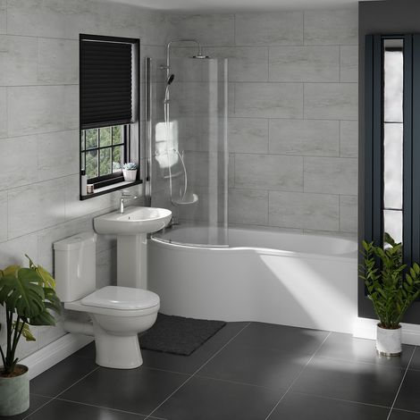 Ideal 1700mm Left Hand P Shaped Shower Bath Bathroom Suite (1/3)
