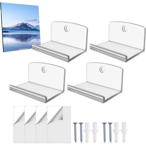 Lot de 4 supports pour disques vinyle - 6,35 x 4,3 x 3,5 cm - Transparent - Acrylique - Porte-disques vinyle (1/5)