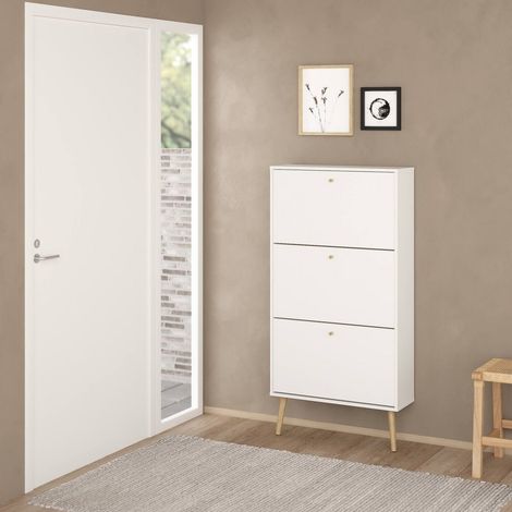 Dmora - Schuhschrank Lillian, Schuhregal, Mehrzweck-Eingangsgarderobe, Möbel für Schuhe, 70x24 h139 cm, Weiß (1/5)