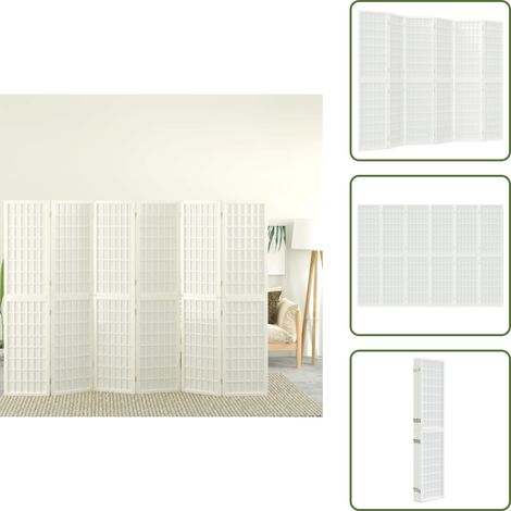 Divisore in legno - vidaXL Divisorio Pieghevole 6 Pannelli Stile Giapponese 240x170 Bianco - Divisore in carta di riso