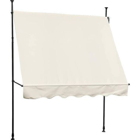 EVRE Manual Clamp Awning Waterproof UV-Resistant Balcony Patio Privacy (Beige, 300x150cm)