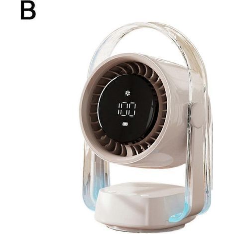 Ventilateur de bureau suspendu pour recharge à domicile. ventilateur turbo de bureau à affichage numérique couleur crème