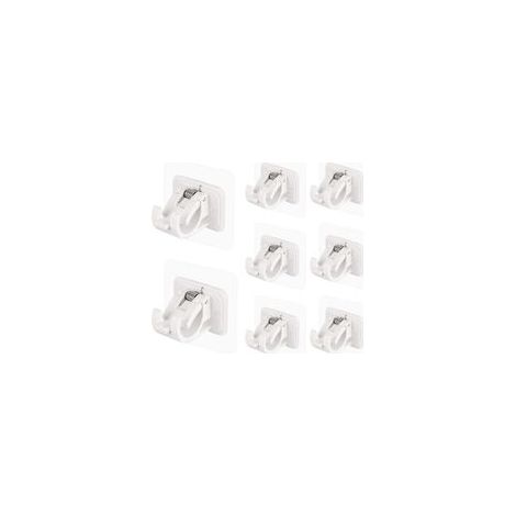 Ganci adesivi per asta per tende, senza foratura, senza chiodi, regolabili, per bagno, cucina, bagno di famiglia, hotel, set da 4 (bianchi) - Crezuo