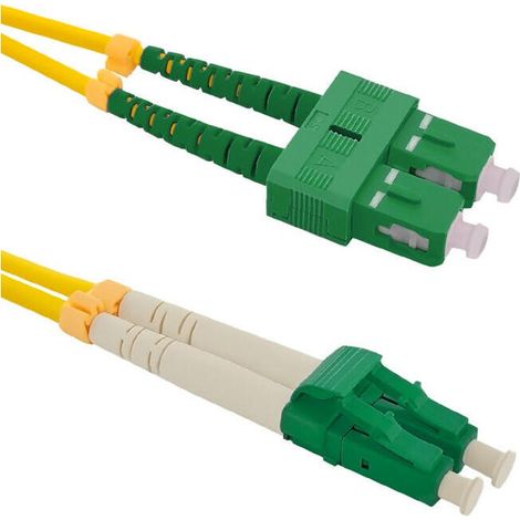 Cable de conexión de fibra óptica Qoltec SC/APC - LC/APC  Monomodo  9/125  G652D  Dúplex  1 m