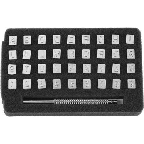 Pair 36-teiliges Buchstabenstanzer-Set, Alphabet-Buchstabenstanzer-Set, 26 Buchstaben und 10 Zahlen, Lederbuchstaben für Taschen, Gürtel, Schuhe und Bastelmarkierungen (6 mm)