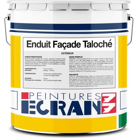 Enduit de façade taloché hydrofuge – Protection mur extérieur – Renforce les murs – Masque les défauts – 25 Kg