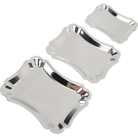 3pcs Plateau de service, Acier inoxydable, 3 tailles différentes, Pour fruits et snacks, Maison et restaurant