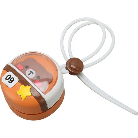 Mini ventilateur de cou, trois vitesses de ventilation, rechargeable par USB, ventilateur de cou portable sans pales à motif ours, idéal pour les voyages et le camping. (1/5)