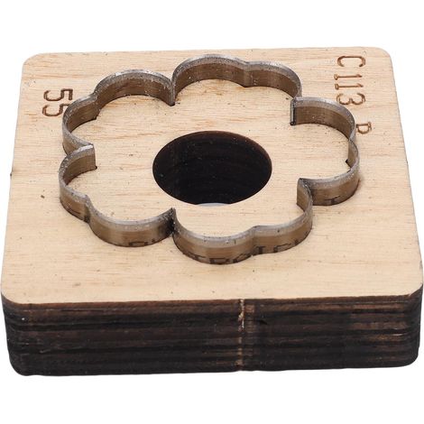 Matrice de découpe en cuir à motif floral, en acier au carbone, pour la fabrication de porte-clés et la décoration de sacs (55 mm / 21,65 pouces). (1/5)