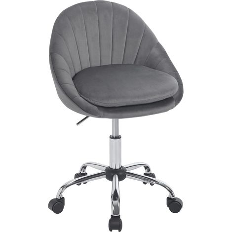 WOLTU Sedia Poltroncina per Ufficio Ergonomica in Velluto Imbottita Altezza Regolabile Girevole,Grigio scuro