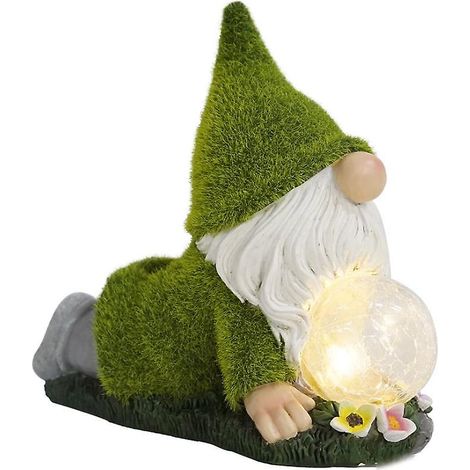 Statue de nain de jardin en résine à énergie solaire avec lampes solaires étanches (1/4)
