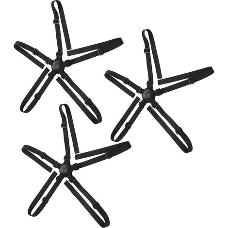 Harnais de sécurité universel pour chaise haute, forme ronde, boucle de rechange, harnais de sécurité réglable à 5 points, noir. (1/5)