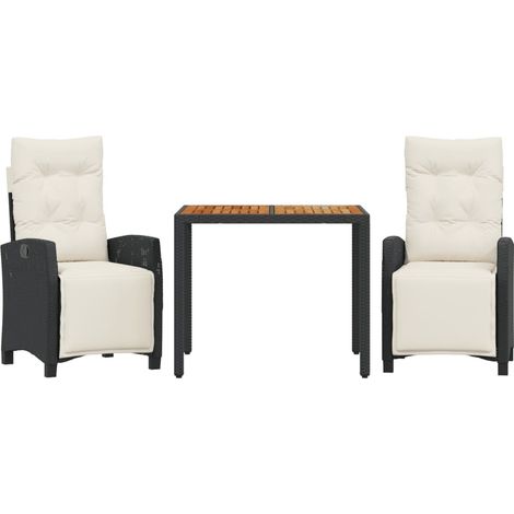 Maison Exclusive - Set comedor de jardín 3 pzas con cojines ratán (1/5)