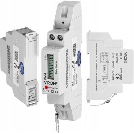 Contatore elettrico monofase Orno, 40A, MID, uscita a impulsi, 1 modulo, DIN TH-35mm (1/2)