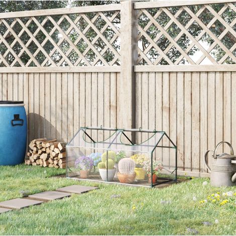 Serre de jardin mini 120 x 60 x 60 cm avec fenêtre zippée, film PVC transparent, structure métal, résistante à l’eau et aux UV, pour semis et tomates - CHICFURN (1/5)