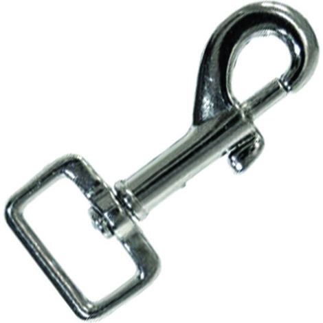 Moschettoni redine quadro con girello in zama nichelato - mm.78 con asola da mm.24 - 10 pz