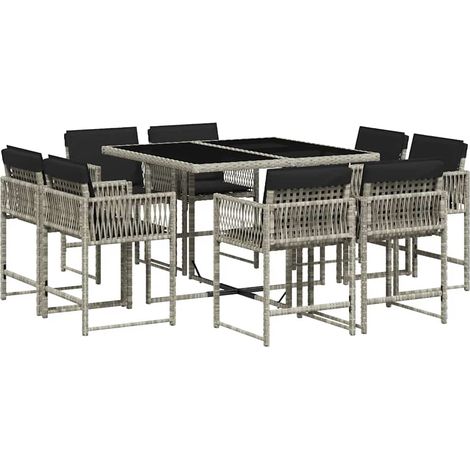 Maison Exclusive - Set comedor de jardín 9 pzas cojines ratán sin (1/5)