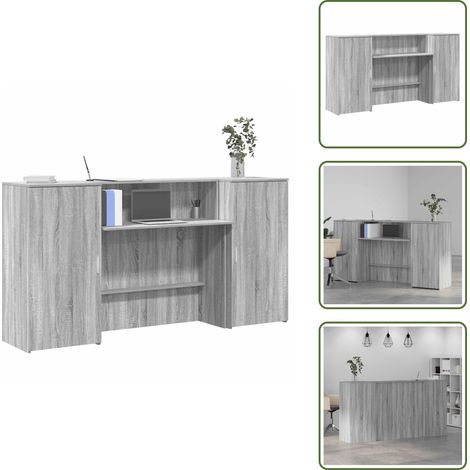 Comptoir de caisse - vidaXL Bureau de réception sonoma gris 200x50x103,5 cm bois ingénierie - Armoire de rangement (1/5)