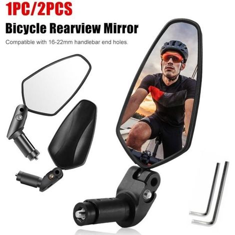 1 Paire Rétroviseur Vélo Trottinette Electrique Moto Rétroviseur Universelle Haute Qualité Réglable 360° Sécurité du Cycliste (1/4)
