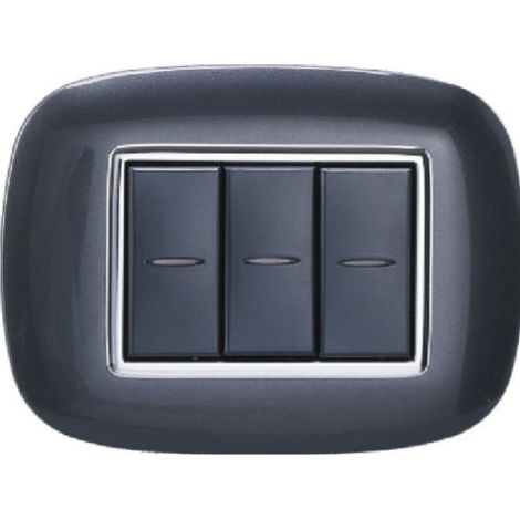 Plaque Ovale 3 4 6 Modules Noire Compatible Avec Bticino Axolute