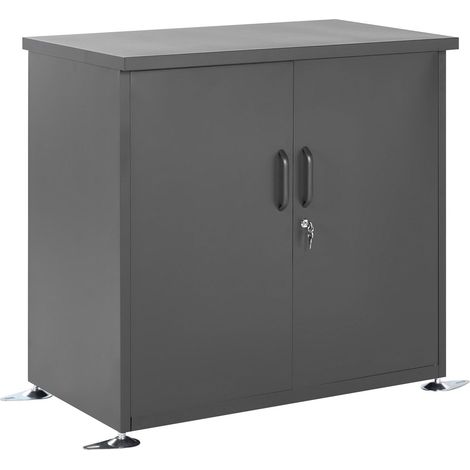Gartenschrank DORGALI 93 cm 88 cm Metall Graphitgrau (1/5)