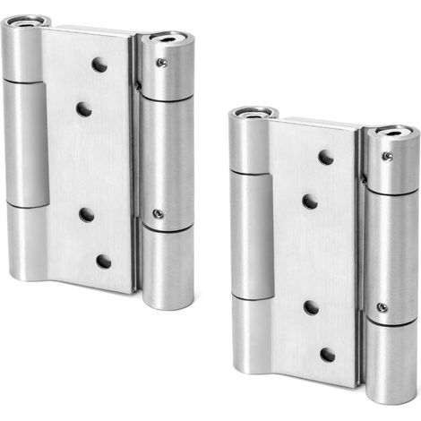2 pieces Spring Hinges, 100mm, in 304 Stainless Steel, Double Action for Swing Doors, Self-Closing Hinge, Spring-Loaded for Cafe and Saloon Doors (1/4)