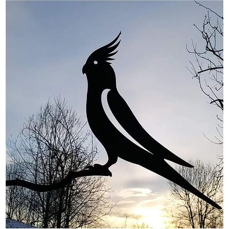 Metal Bird Steel Silhouette,Branch Birds Decoration,Statue Birds Figure Art Tree Decor,Backyard Bird for Outdoor Patio Garden Decorations (1/4)
