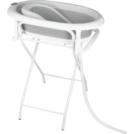 Baignoire pour bébé, siège de bain ergonomique, thermomètre intégré, GRIS (1/2)