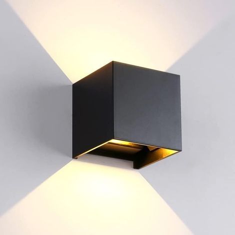 AMXCNOY Wasserdichte LED-Wandleuchte, Aufputzmontage, für den Innenbereich (Wohnzimmer) und Außenbereich (Veranda), 6 W, schwarz (1/4)