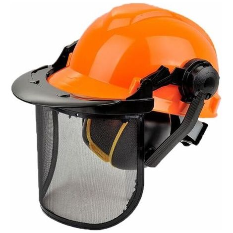 Casco elmetto forestale protettivo con visiera e cuffie per decespugliatore