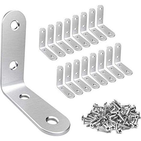25 équerres à angle droit, acier inoxydable, 40 mm x 40 mm, 4 trous, pour meubles et étagères (1/5)