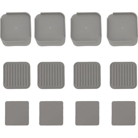 4 patins en caoutchouc gris pour meubles carrés, 2 pouces, rehausseur de lit, canapé, machine à laver, coussin de pied antidérapant