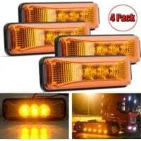 Lot de 4 feux de gabarit avant 3,9 pouces, 3 LED ambrées, étanches, montage en surface pour camion, remorque, camping-car 12 V (1/4)
