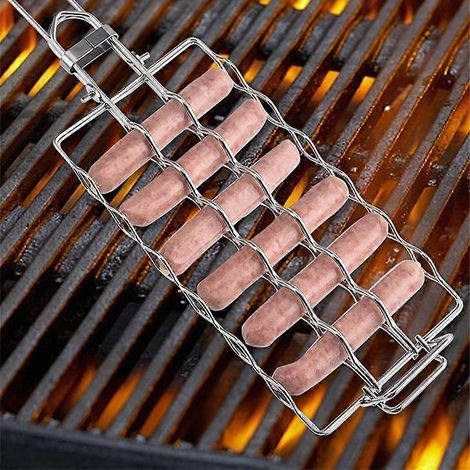 Panier à griller en maille métallique pour barbecue, grille à saucisses, filet de pique-nique, camping, accessoires de barbecue pour la maison et la cuisine ( ) (1/5)