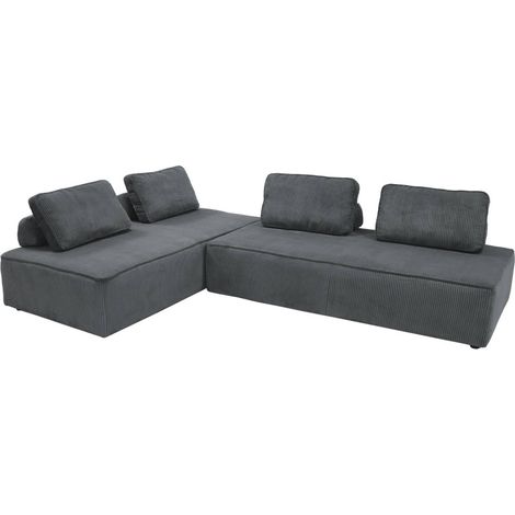 sweeek - 2er-Set modulare 2-Sitzer Sofas mit Cordbezug, Cord, Dunkelgrau