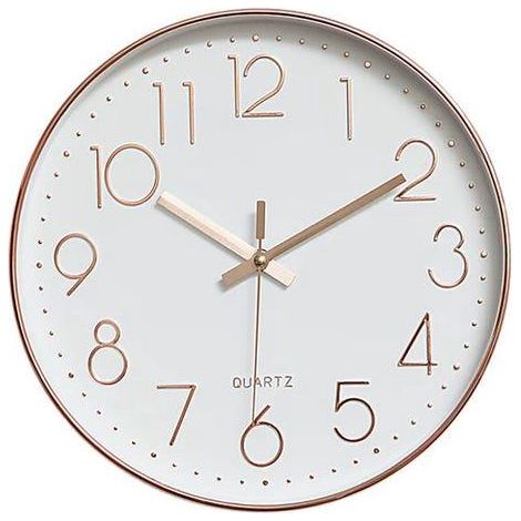 Horloge Murale Design Moderne - Avec Horloge Murale À Quartz Silencieuse - Sans Tic - Tac - Alimenté Par Batterie - Or Rose 30 Cm (1/4)