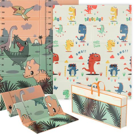 AIYAPLAY Baby Play Mat, Double Sided Crawling Mat, Dinosaur Theme (1/5)