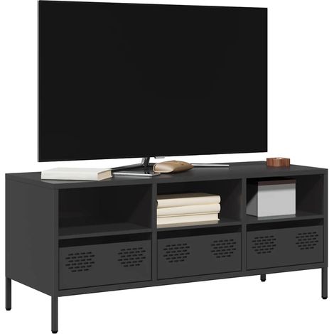 TV-Schrank Schwarz 101,5x39x43,5 cm Kaltgewalzter Stahl (1/5)