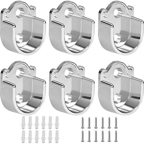 Lot de 6 supports de tringle à vêtements en alliage de zinc, robustes, pour penderie, rideau de douche et porte de placard. (1/5)